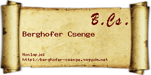 Berghofer Csenge névjegykártya
